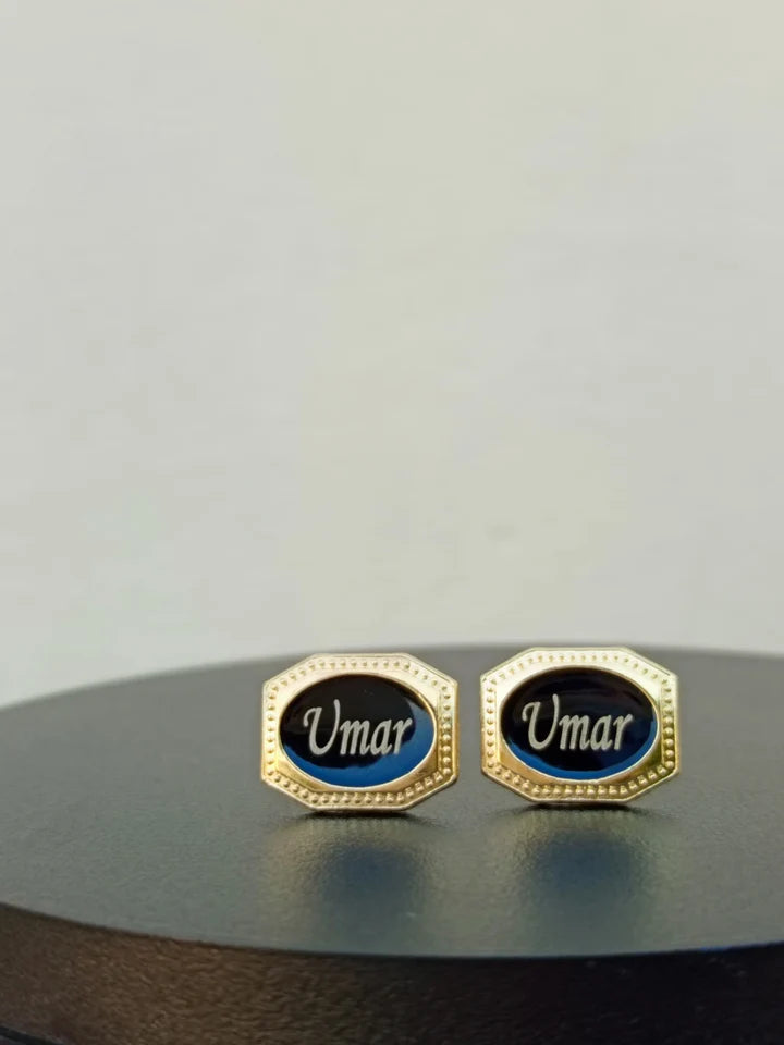 Gem Cufflink - Name Engraving Studs